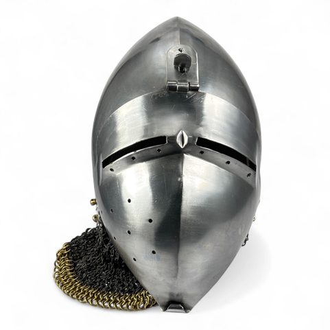 HENRY, NĚMECKÝ BASCINET KLAPPVISOR, STŘEDOVĚKÁ PŘILBA, 2 MM PLECH