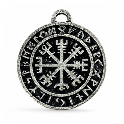 VEGVISIR - KOMPAS, ISLANDSKÁ RUNA, PŘÍVĚŠEK, ZINEK