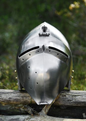 NĚMECKÝ BASCINET KLAPPVISOR, STŘEDOVĚKÁ PŘILBA, 2 MM PLECH