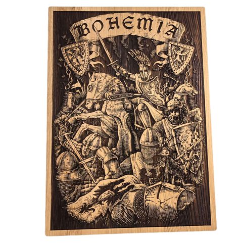 PŘEMYSL OTAKAR II - BOHEMIA, NÁSTĚNNÁ DEKORACE, DŘEVO 32X46CM