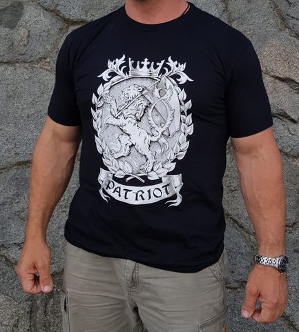 PATRIOT, ČESKÝ LEV, PÁNSKÉ TRIČKO - ČERNOBÍLÉ
