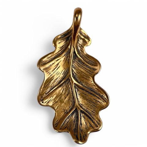 DUBOVÝ LIST, PŘÍVĚŠEK, NÁHRDELNÍK, BRONZ