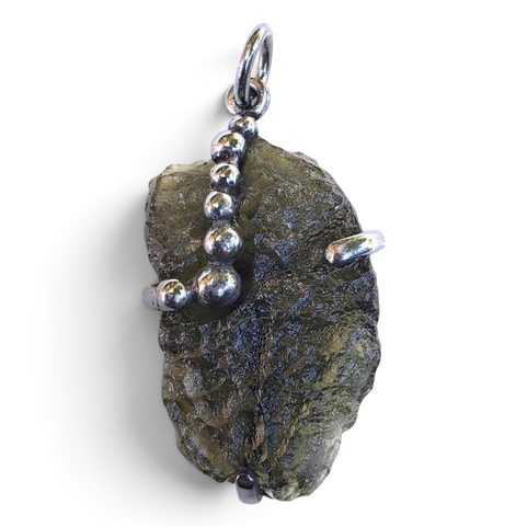 SILVER PENDANT WITH MOLDAVITE, AG 925