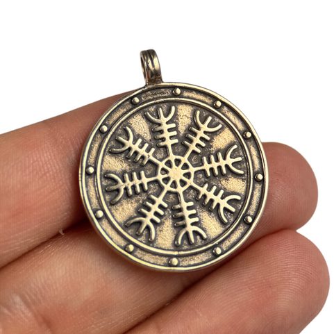 AEGISHJALMUR, ISLANDSKÁ MAGICKÁ RUNA, MEDAILON, BRONZ