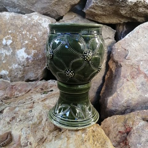 ČÍŠE - ZELENÁ GLAZURA 0,25 L, 14 CM