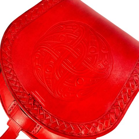 VENDEL, VIKINGSKÁ KOŽENÁ BRAŠNA, ČERVENÁ