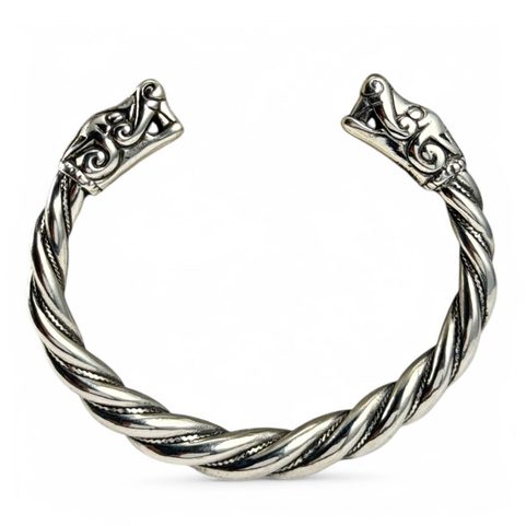 VIKINGSKÝ GOTLANDSKÝ STŘÍBRNÝ NÁRAMEK, VLCI, AG 925, 63 G