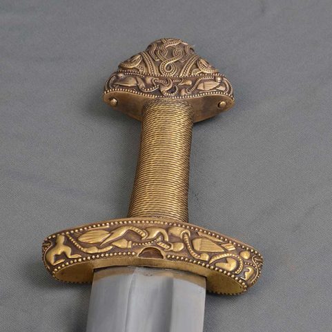 VIKINGSKÝ MEČ, DYBÄCK, ŠVÉDSKO S KOŽENOU POCHVOU