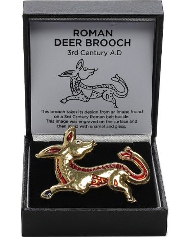 BROCHE ROMAINE ÉMAILLÉE REPRÉSENTANT UN CERF