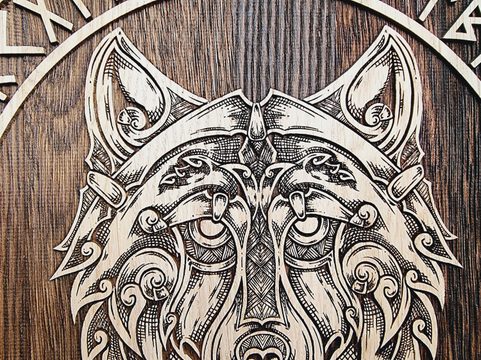 FENRIR NÁSTĚNNÁ DEKORACE 45CM DUB PÁLENÝ