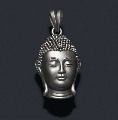 BUDDHA, HLAVA, STŘÍBRNÝ PŘÍVĚSEK, AG 925