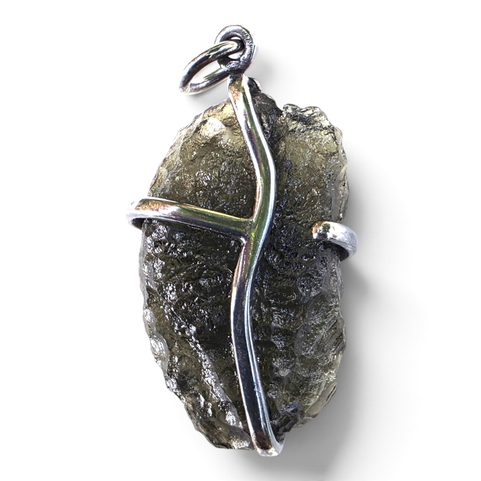 SILVER PENDANT WITH MOLDAVITE, AG 925
