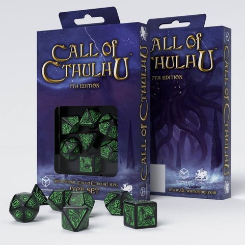 CALL OF CTHULHU BLACK & GREEN, SADA RPG HRACÍCH KOSTEK