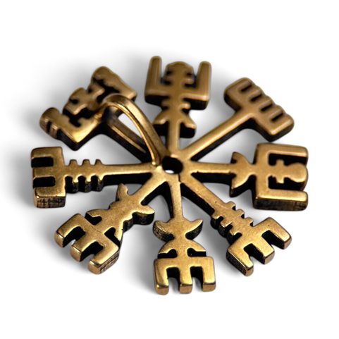 VEGVÍSIR, ISLANDSKÁ OCHRANNÁ RUNA, PŘÍVĚŠEK, BRONZ