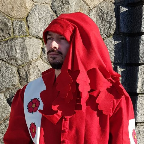 CHAPERON, STŘEDOVĚKÁ POKRÝVKA HLAVY - ČERVENÁ