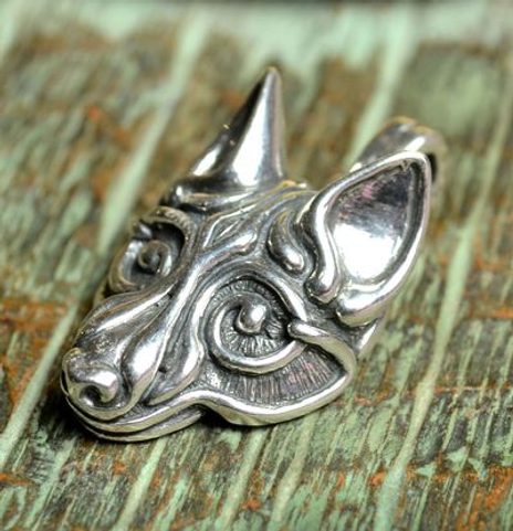 VLK FENRIR, STŘÍBRNÝ PŘÍVĚSEK, VIKINSKÝ VÝTVARNÝ STYL, AG 925, 16 G
