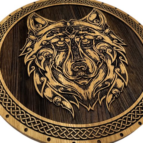 VLK FENRIR, DŘEVĚNÝ NÁSTĚNNÝ OBRAZ 32CM