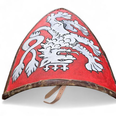 STŘEDOVĚKÝ ŠTÍT S ČESKÝM LVEM, BOJOVÝ