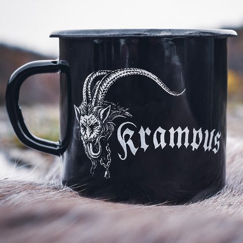 KRAMPUS PLECHÁČEK, SMALTOVANÝ HRNEK