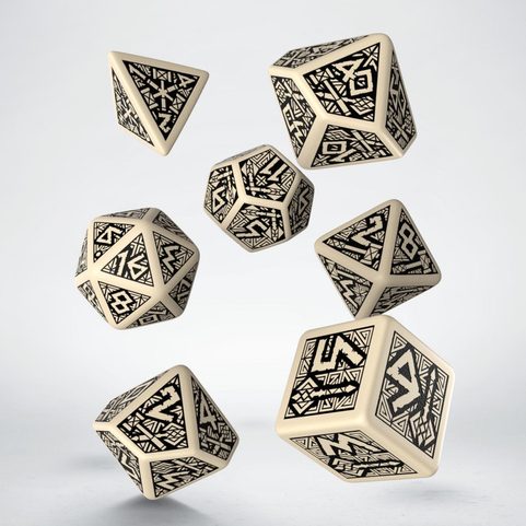 DWARVEN BEIGE A BLACK, SADA TRPASLIČÍCH RPG HRACÍCH KOSTEK