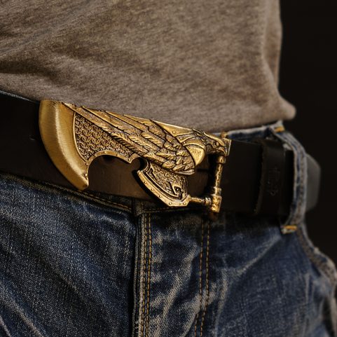 SEKERA BOHA SVAROGA, PŘEZKA NA OPASEK, MOSAZ