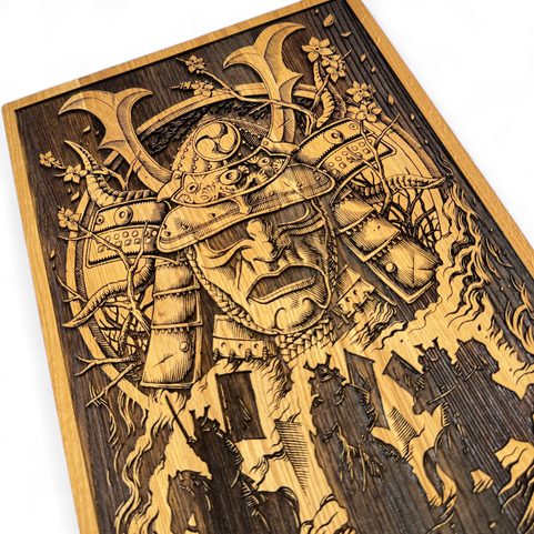 SAMURAJ NÁSTĚNNÁ DEKORACE, DŘEVO 32X46CM