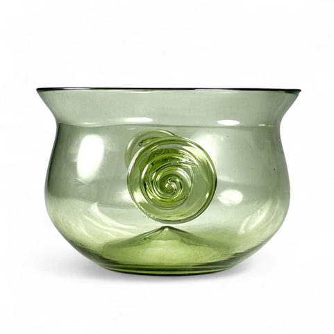 HISTORICKÁ SKLENĚNÁ MÍSA, INSPIRACE ANTIKOU, LESNÍ ZELENÉ SKLO