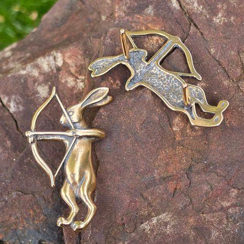 BRONZE BELT MOUNT, MEDIEVAL KILLER RABBIT ARCHER