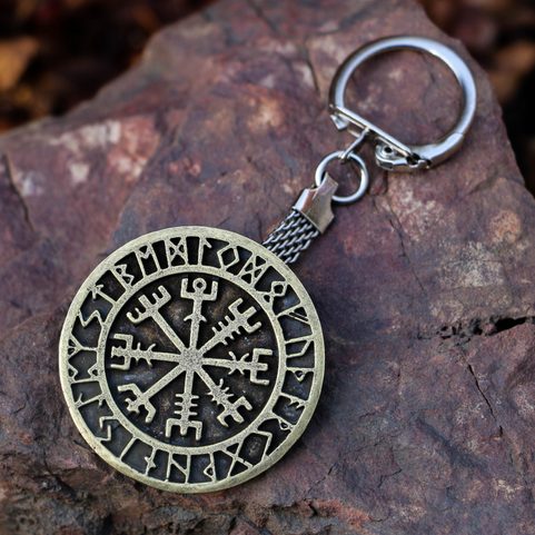 KLÍČENKA VEGVISIR - KOMPAS, ISLANDSKÁ RUNA, STAROMOSAZ