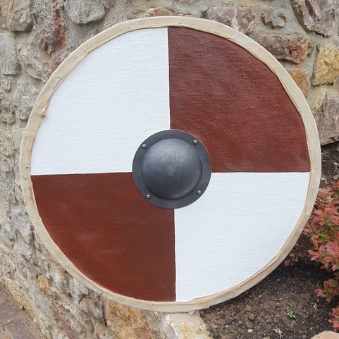 VIKINSKÝ KULATÝ ŠTÍT, PŘEKLIŽKA, LEN, SUROVKA