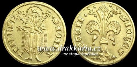 ČECHY, JAN LUCEMBURSKÝ, FLORÉN, MOSAZNÁ REPLIKA MINCE