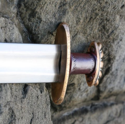 RUNAR, ZDOBENÝ VIKINSKÝ MEČ, PETERSEN TYP O, BRONZ, STŘÍBRO 925