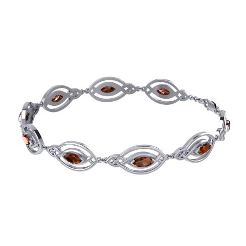 STŘÍBRNÝ NÁRAMEK S BROUŠENÝMI GRANÁTY, DE LUXE, AG 925