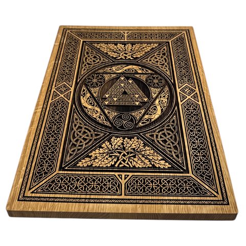 VALKNUT S DUBOVÝM LISTÍM NÁSTĚNNÁ DEKORACE, DŘEVO 32X44CM