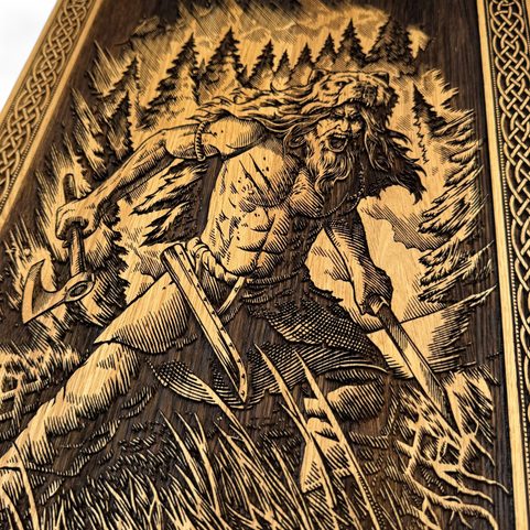 BERSERKER VIKING, NÁSTĚNNÁ DEKORACE, DŘEVO 32X46CM