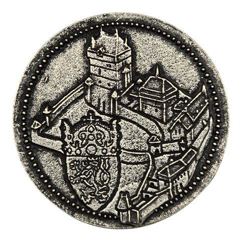 HRAD KARLŠTEJN A ČESKÝ LEV, MINCE - ZINEK, STAROSTŘÍBRO