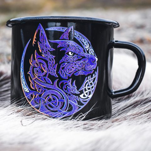 NOČNÍ VLK PLECHÁČEK, SMALTOVANÝ HRNEK