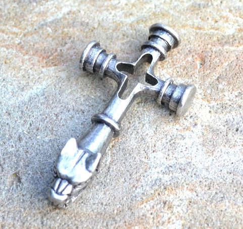 FENRIR, ISLANDSKÝ VLČÍ KŘÍŽ, AMULET, STAROSTŘÍBRO