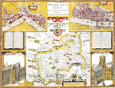 LONDON A WESTMINISTER 1610, HISTORICKÁ MAPA, FAKSIMILE