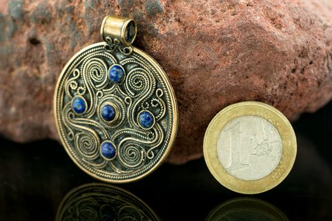 BATTERSEA, LUXUSNÍ BRITSKÝ ŠPERK, BRONZ, LAPIS
