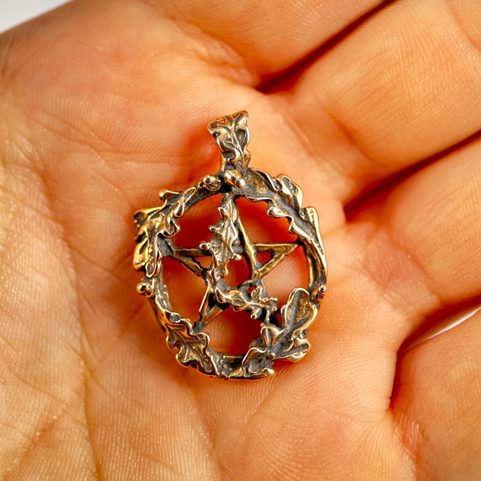 DUBOVÝ PENTAGRAM, PŘÍVĚŠEK, BRONZ