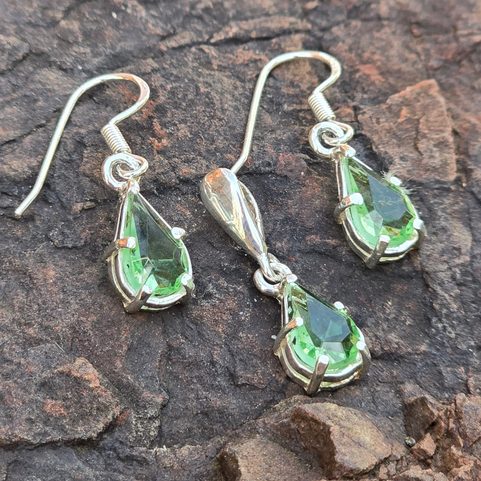 HIBERNIA, STŘÍBRNÁ SADA ŠPERKŮ, SKLO, AG 925