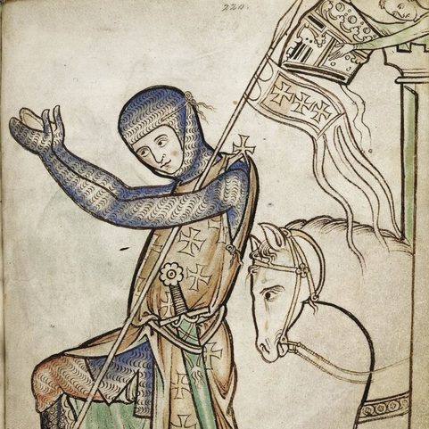 MEČ JEDNORUČNÍ WESTMINSTER PSALTER XIII. STOL. FULL TANG S KAMENEM