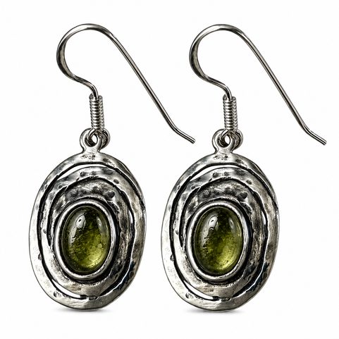 STŘÍBRNÉ NÁUŠNICE S VLTAVÍNEM, STUDÁNKY, AG 925