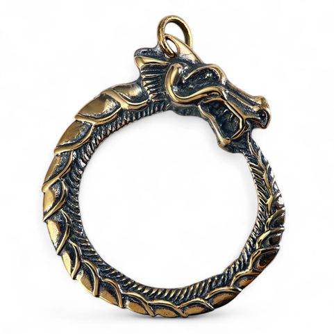 JORMUNGANDR, HAD Z MIDGARDU, UROBOROS, BRONZOVÝ AMULET
