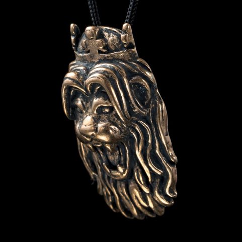 ČESKÝ LEV, HLAVA, PŘÍVĚŠEK, BRONZ