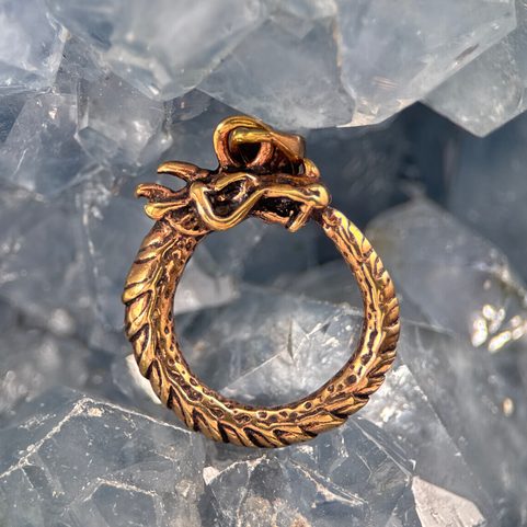 JORMUNGANDR, HAD Z MIDGARDU, UROBOROS, BRONZOVÝ AMULET 25MM