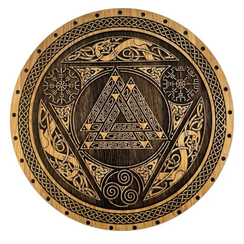 VALKNUT, DŘEVĚNÝ NÁSTĚNNÝ OBRAZ 32CM