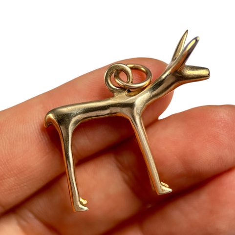 KELTSKÝ PES ČI SRNA, AMULET, BÓJOVÉ, OPPIDUM STARÉ HRADISKO, REPLIKA, BRONZ