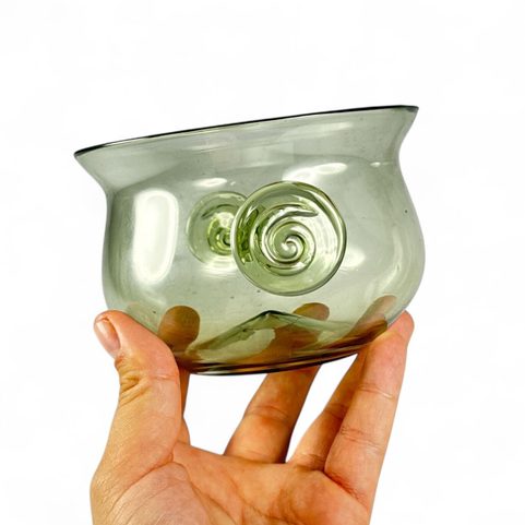 HISTORICKÁ SKLENĚNÁ MÍSA, INSPIRACE ANTIKOU, LESNÍ ZELENÉ SKLO